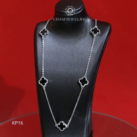 Dây Chuyền KP16 CHAM JEWELRY, Dây Cỏ 4 Lá Đen, Bản 8.0mm ( Barcode CUD22T).