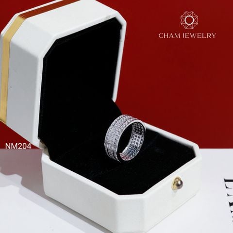 Nhẫn NM204 CHAM JEWELRY , Nhẫn Kiểu 4 Hàng Đá Bản 8.0mm ( Barcode CN802270).