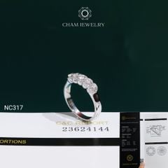 Nhẫn NC317 CHAM JEWELRY, Nhẫn Kiểu 5 Viên Chủ Đá Moissanite C&C 3.0mm (Barcode OCNN161)