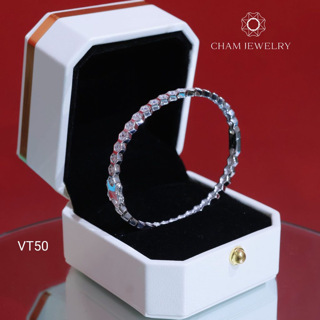 Vòng Tay VT50 CHAM JEWELRY, Vòng Full Đá Lục Giác 2.0mm (Barcode CV8060)