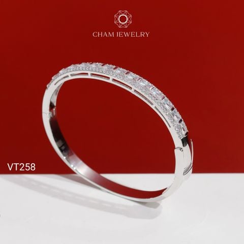 Vòng Tay CHAM JEWELRY VT258, Vòng Full Nửa Hàng Đá Bản 6.0mm (Barcode PVH161)