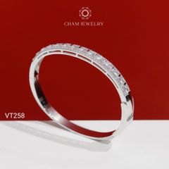 Vòng Tay CHAM JEWELRY VT258, Vòng Full Nửa Hàng Đá Bản 6.0mm (Barcode PVH161)