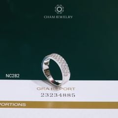 Nhẫn NC282 CHAM JEWELRY, Nhẫn Kiểu Full Nửa Hàng Đá Moissanite Bản 5.5mm (Barcode OHN18)