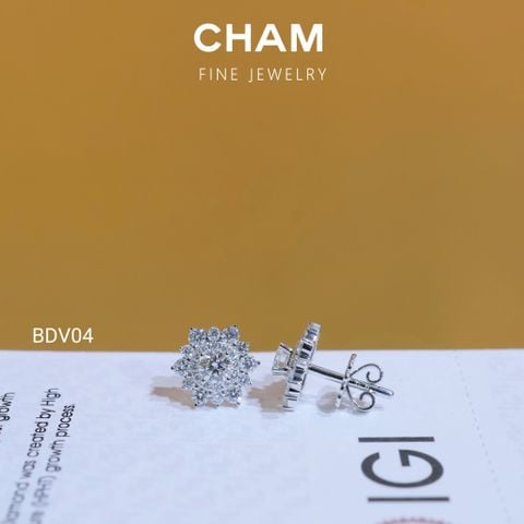 Hoa Tai BDV04 Chủ 3.6mm D VVS2 Vàng 10k Kim Cương Lab Grown Diamond