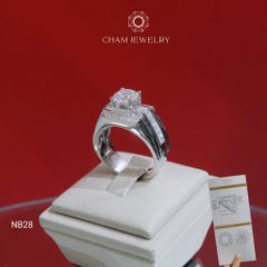 Nhẫn Nam NB28 CHAM JEWELRY, Full Moissanite Chủ 7.5mm (Barcode TVM146)