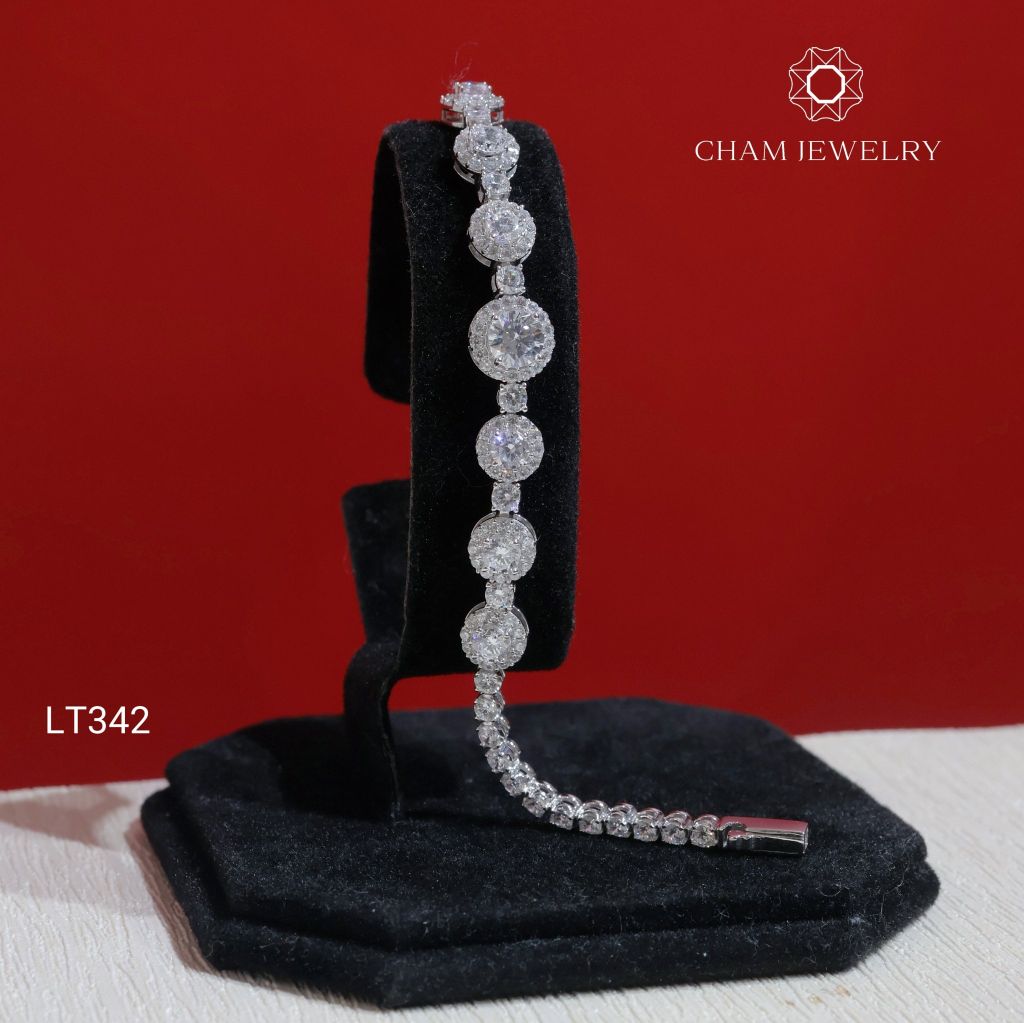Lắc Tay LT342 CHAM JEWELRY, Lắc Tay Full Đá Tròn (Barcode KLT03)