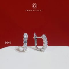 Hoa Tai CHAM JEWELRY BG40, Hoa Tai 1 Hàng Đá 2.5mm (Barcode TBG1068)