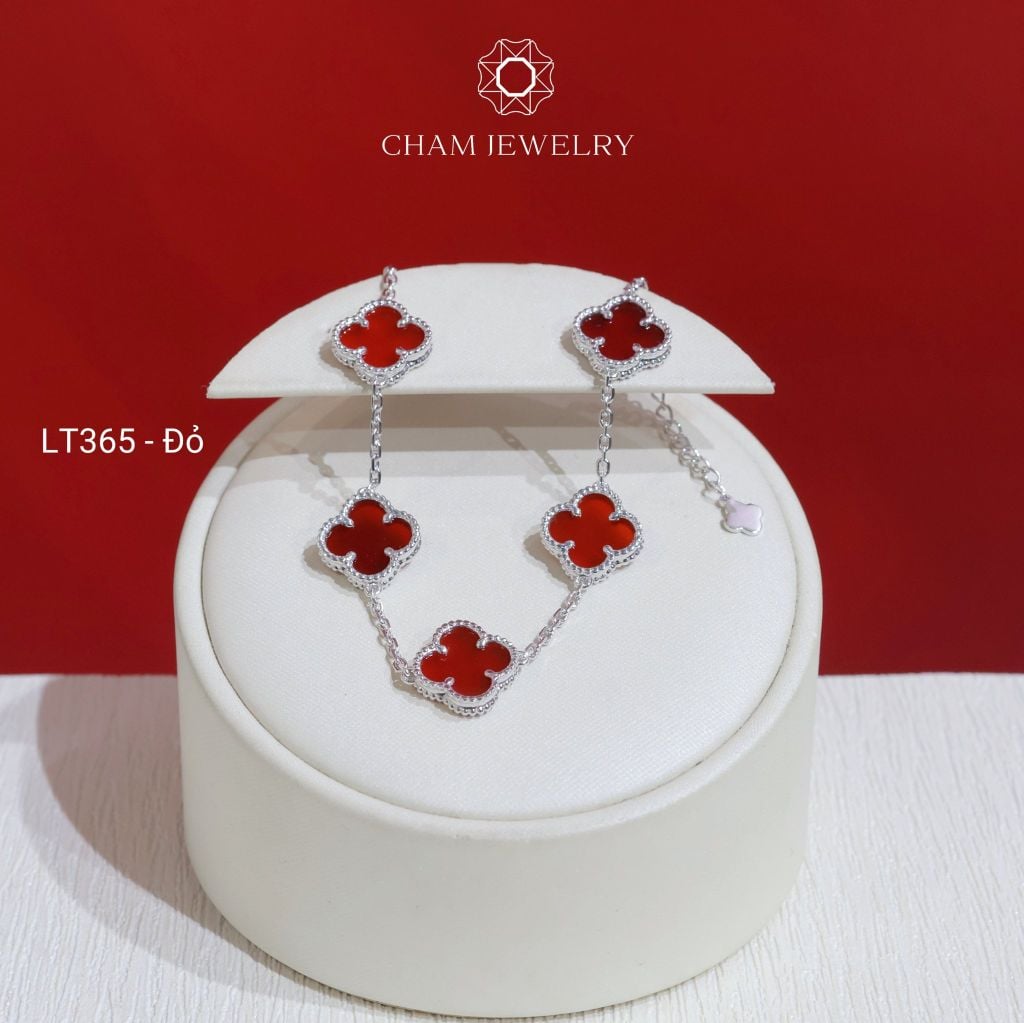 Lắc Tay LT365 CHAM JEWELRY , Lắc Cỏ 4 Lá Bản 10.0mm (Barcode TLT1327).