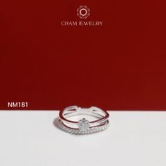 Nhẫn NM181 CHAM JEWELRY, Nhẫn Kiểu 2 Hàng Hoa (Barcode TNT970).