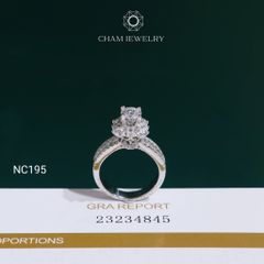 Nhẫn NC195 CHAM JEWELRY, Full Đá Moissanite Chủ 5.5mm (Barcode OCNN24).