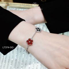 Lắc Tay LT374 CHAM JEWELRY , Lắc Tay Cỏ 5 Lá Free Size Bản 10.0mm Chạm Máy (Barcode TLT1519).