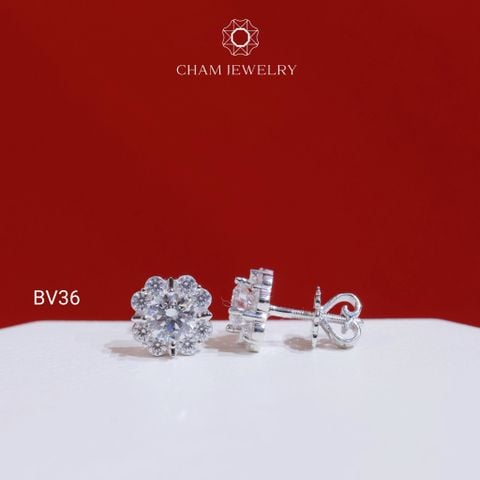 Hoa Tai CHAM JEWERLY BV36, Chủ 5.0mm Hoa Mai (Barcode TBV305)