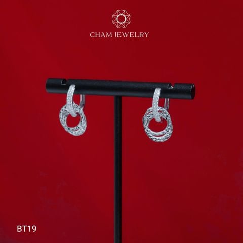 Hoa Tai CHAM JEWERLY BT19, Hoa Tai Tòn Ten Kiểu Chạm Máy ( Barcode TBT768).