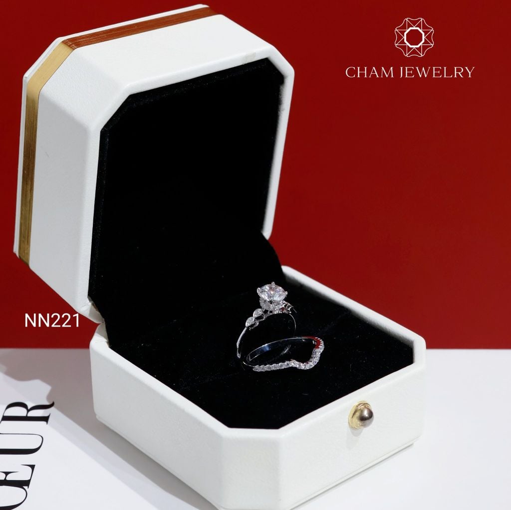 Nhẫn NN221 CHAM JEWELRY, Nhẫn Ghép Kiểu Chủ 6.0mm  (Barcode TSET09).