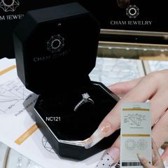 Nhẫn NC121 CHAM JEWELRY, Full Đá Moissanite Chủ 5.4mm (Barcode OHN11)