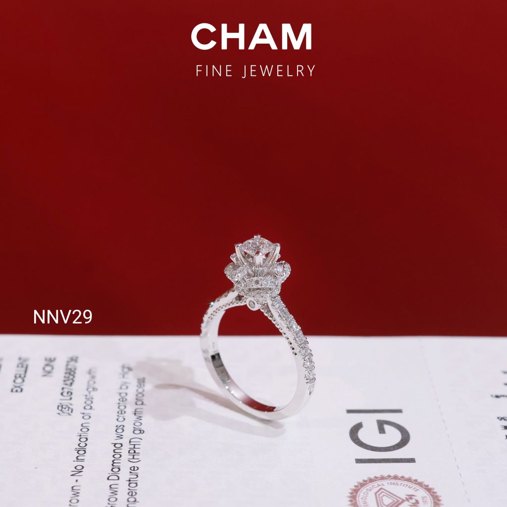 Nhẫn Nữ NNV29 Vàng 10k Chủ 4.5mm Kim Cương Lab Grown Diamond