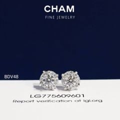 Hoa Tai BDV48 Vàng 10k Chủ 4.5mm Kim Cương Lab Grown Diamond (Barcode DBT6)