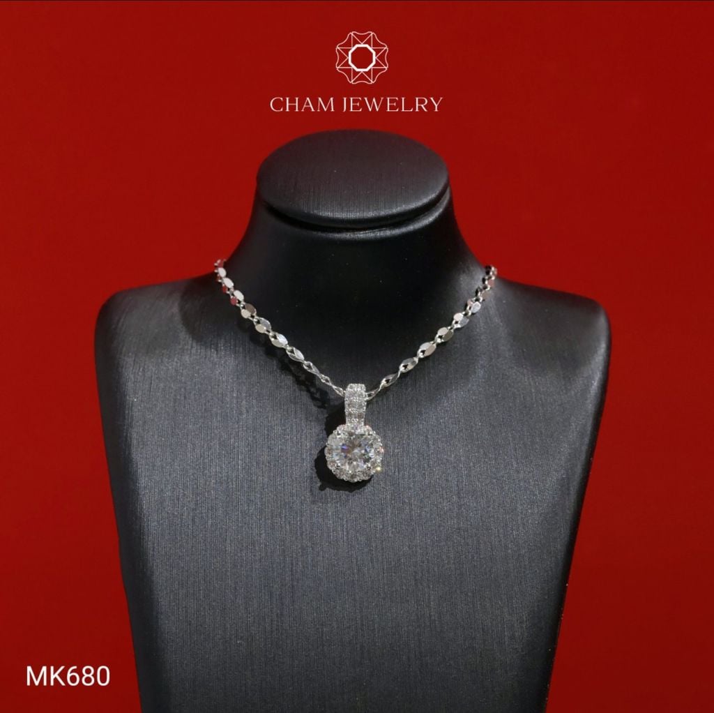 Mặt Dây Chuyền MK680 CHAM JEWELRY, Xoàn Tròn Chủ 6.0mm (Barcode TMX362).