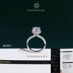 Nhẫn NC331 CHAM JEWELRY, Đá Moissanite C&C Chủ 8.1mm (Barcode OCNN177)