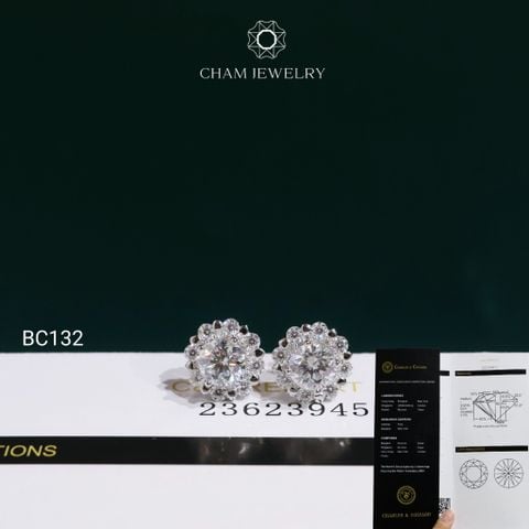 Hoa Tai BC132 CHAM JEWELRY , Hoa Tai Chủ 5.4mm Full Moissanite C&C (TVM197)