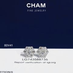 Hoa Tai BDV41 Vàng 10k Chủ 4.0mm Kim Cương Lab Grown Diamond