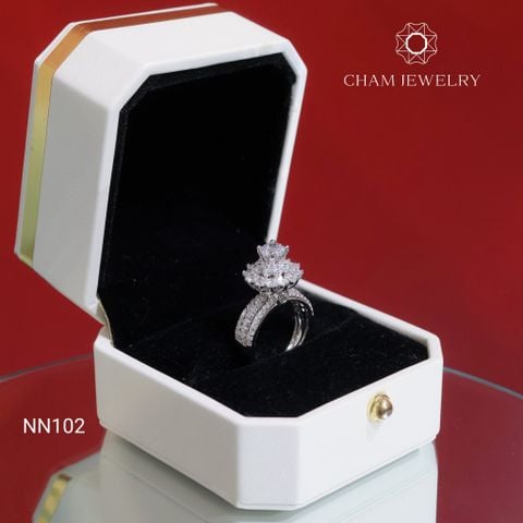 Nhẫn CHAM JEWELRY NN102, Nhẫn Hoa Tia, Chủ 5.5mm (Barcode TNN1729)