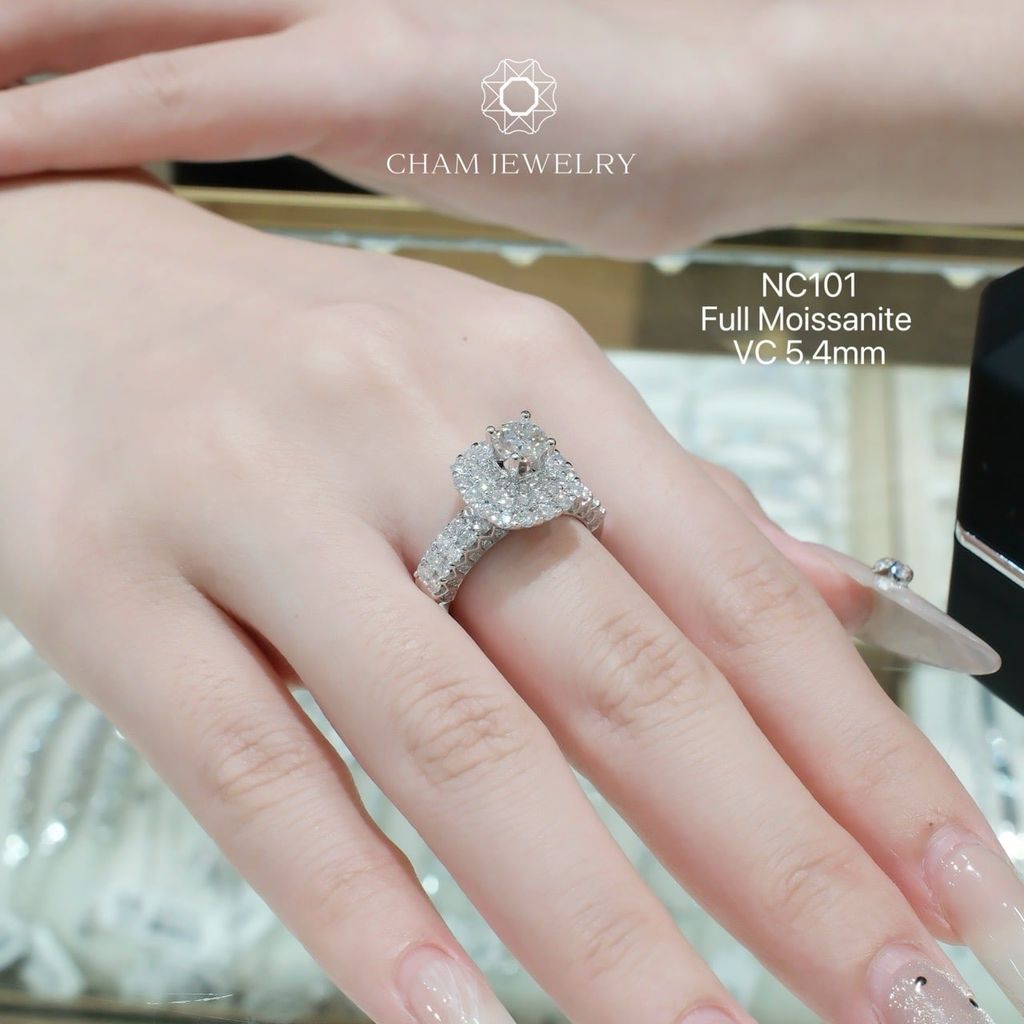 Nhẫn NC101 CHAM JEWELRY, Full Đá Moissanite, Chủ 5.4mm (Barcode ONNU34)