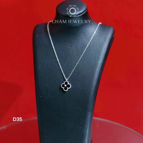 Dây Chuyền CHAM JEWELRY D35, Dây Cỏ 4 Lá Đen.