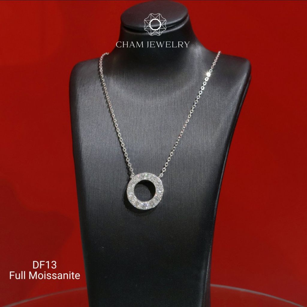 Dây Chuyền DF13 CHAM JEWELRY, Mặt Tròn Full Đá Moissanite  (Barcode OCD01).