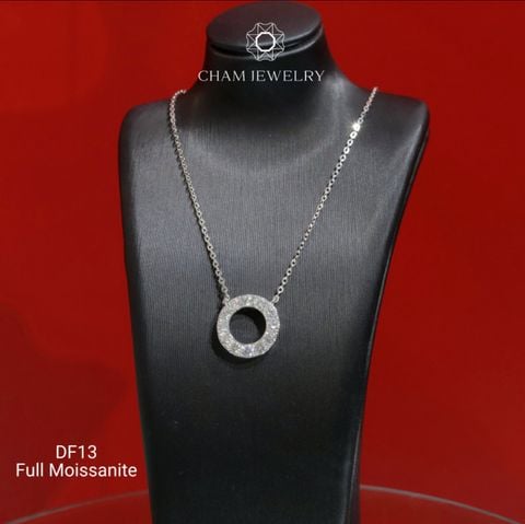 Dây Chuyền DF13 CHAM JEWELRY, Mặt Tròn Full Đá Moissanite  (Barcode OCD01).