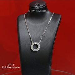 Dây Chuyền DF13 CHAM JEWELRY, Mặt Tròn Full Đá Moissanite  (Barcode OCD01).