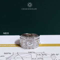 Nhẫn Nam NB35 CHAM JEWELRY, Full Moissanite Chủ 6.3mm (Barcode ONNA70)