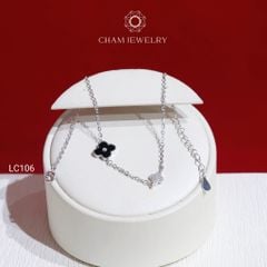 Lắc Chân LC106 CHAM JEWELRY, Lắc Cỏ 4 Lá Đen Bảng 9.0mm (Barcode CLACY349).