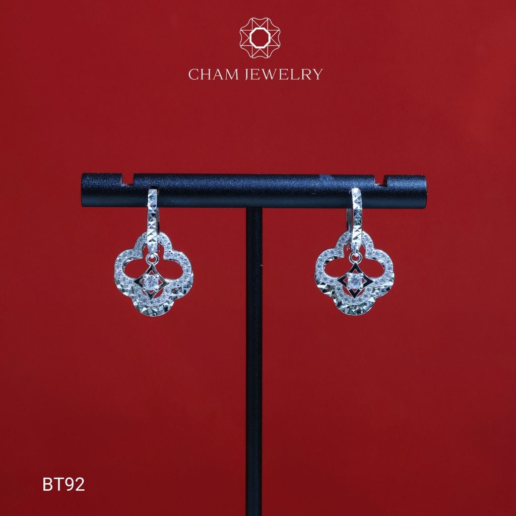 Hoa Tai BT92 CHAM JEWELRY, Hoa Tai Cỏ 4 Lá (Barcode TBT716).