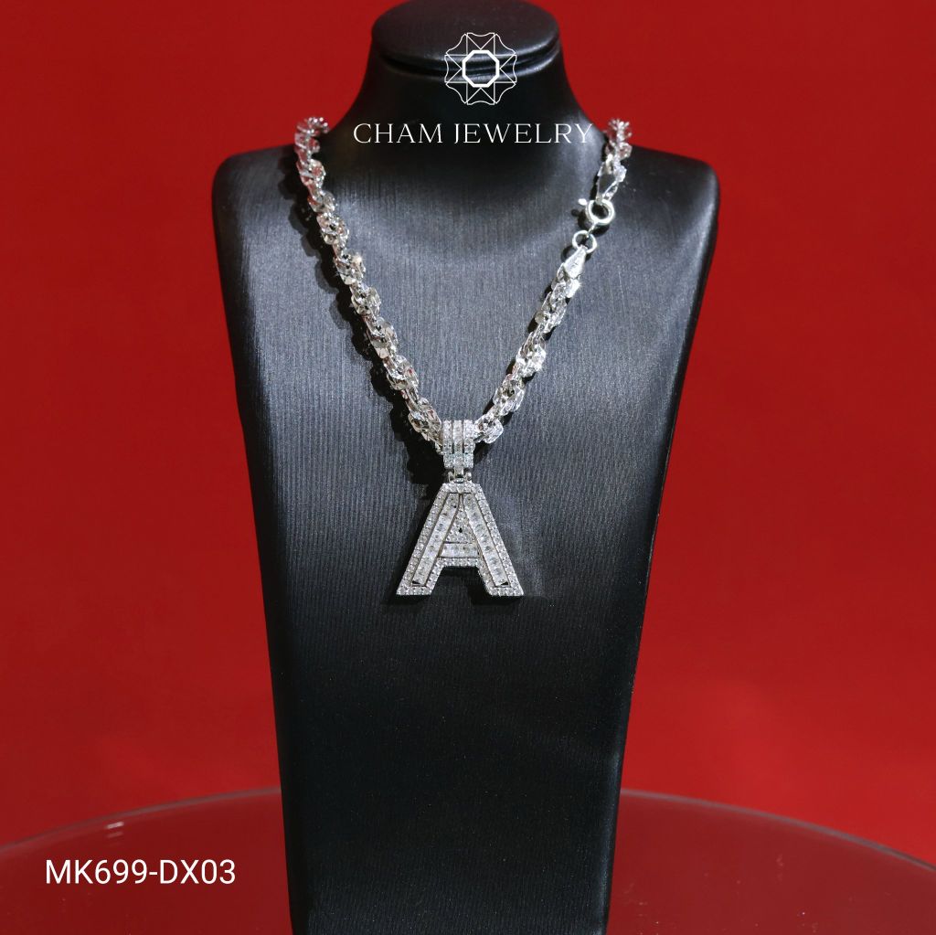 Dây Và Mặt MK699-DX03 45cm CHAM JEWELRY, Mặt Chữ A Full Đá