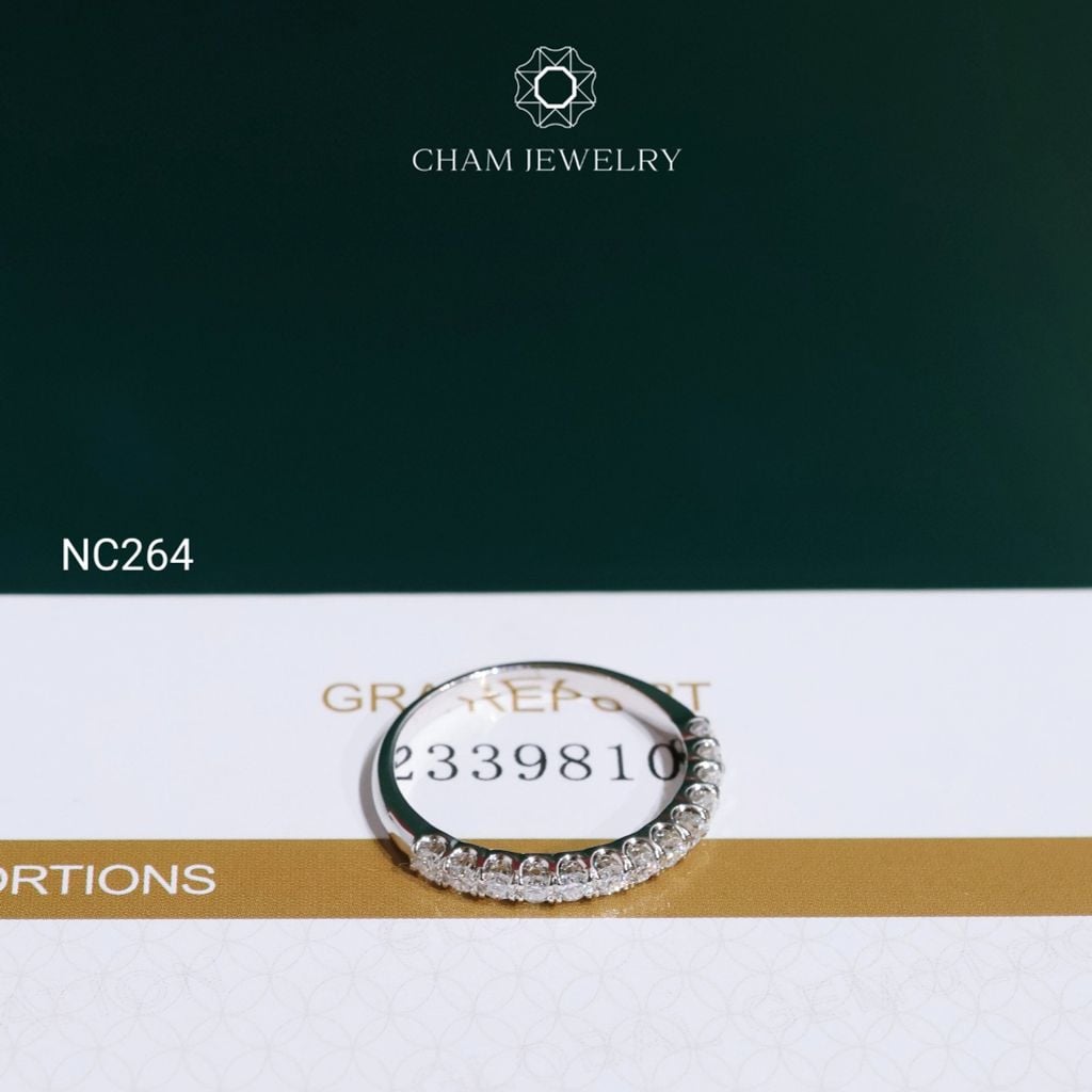 Nhẫn NC264 CHAM JEWELRY, Nhẫn Full Đá Moissanite 2.0mm (Barcode OCNN96)