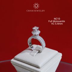 Nhẫn CHAM JEWELRY NC10 Full Moisannite, Chủ 5.4mm (Barcode OHN07)