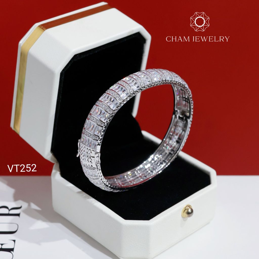 Vòng Tay CHAM JEWELRY VT252, Vòng Kiểu Full Đá Bản 12.0mm (Barcode PVH149)