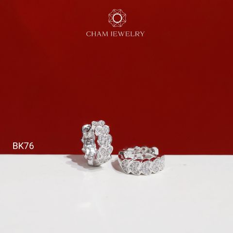 Hoa Tai BK76 CHAM JEWELRY, Hoa Tai Khoen Trái Tim Full Đá (TBK410-C-EM008440-TR-B940).