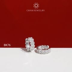 Hoa Tai BK76 CHAM JEWELRY, Hoa Tai Khoen Trái Tim Full Đá Bản 3.5mm (TBK410-C-EM008440-TR-B940).