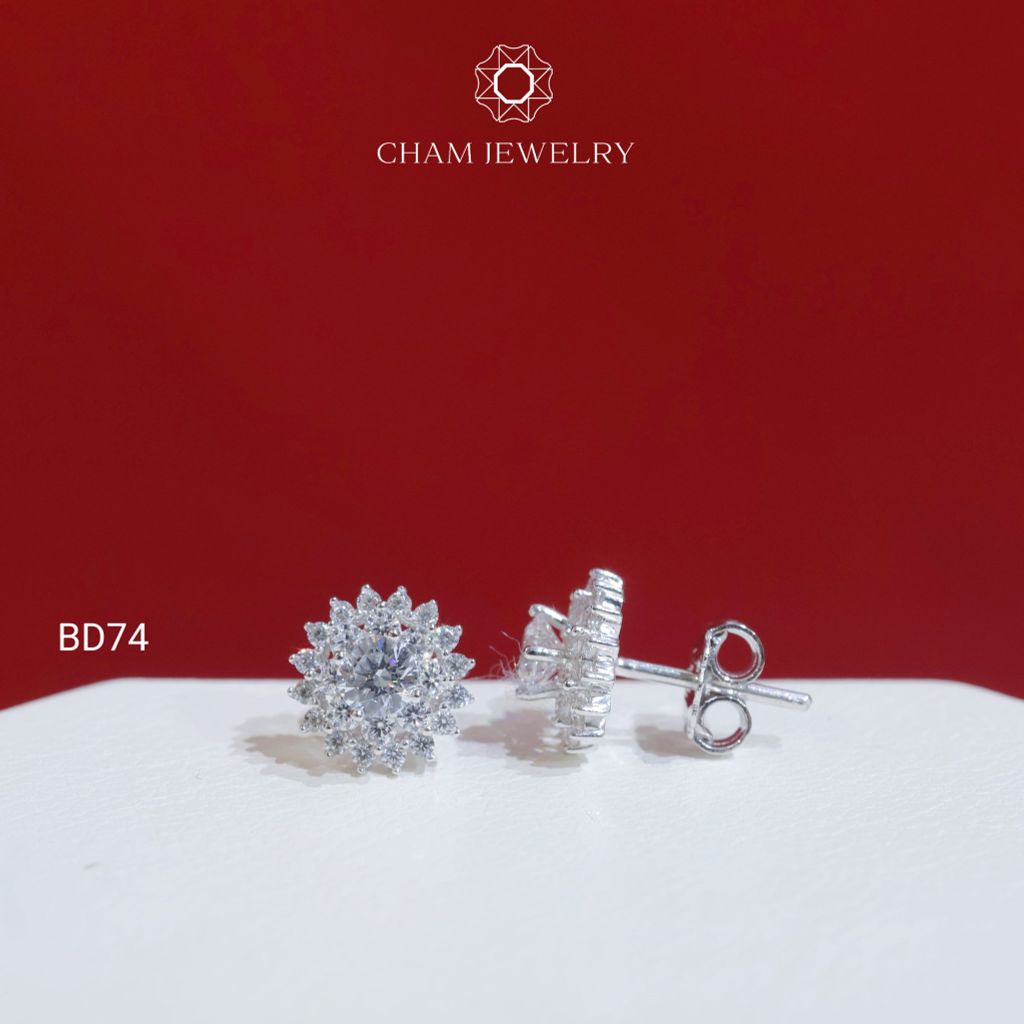 Hoa Tai BD74 CHAM JEWELRY , Chủ 4.0mm ( Barcode TBD1434).