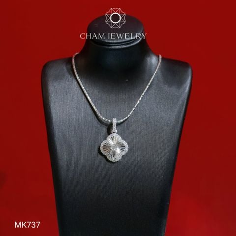 Mặt Dây Chuyền MK737 CHAM JEWERLY, Mặt Cỏ 4 Lá Bản 14.0mm (Barcode TMA1776).