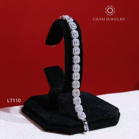Lắc Tay LT110 CHAM JEWELRY, Xoàn Vuông Chủ 4.0mm ( Barcode TLT1019).