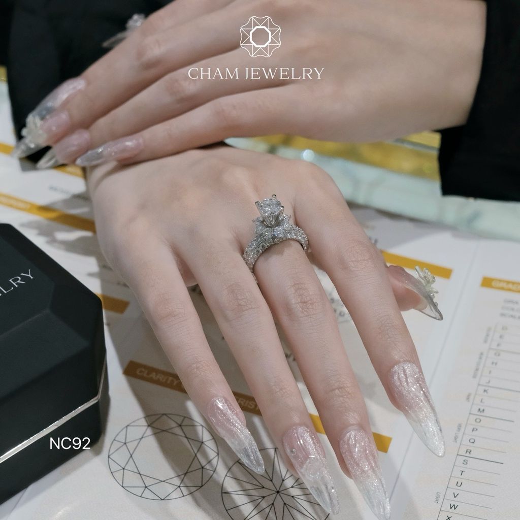 Nhẫn NC92 CHAM JEWELRY, Full Đá Moissanite, Chủ 7.2mm (Barcode ONNU60)