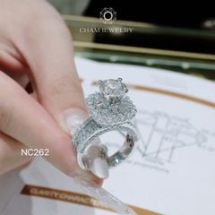 Nhẫn NC262 CHAM JEWELRY, Nhẫn Full Đá Moissanite Chủ 8.1mm (Barcode OCNN116)