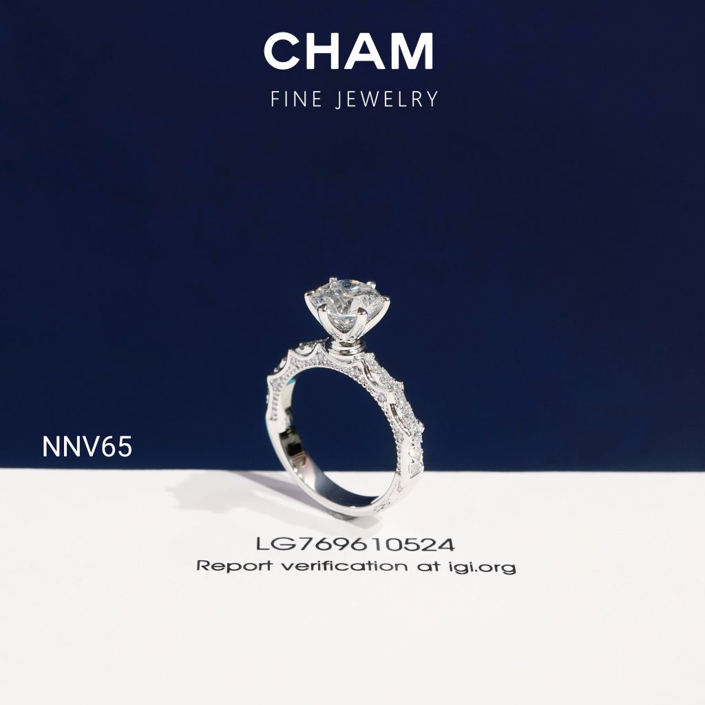 Nhẫn Nữ NNV65 Vàng 10k Chủ 7.2mm Kim Cương Lab Grown Diamond (Barcode DNU03)