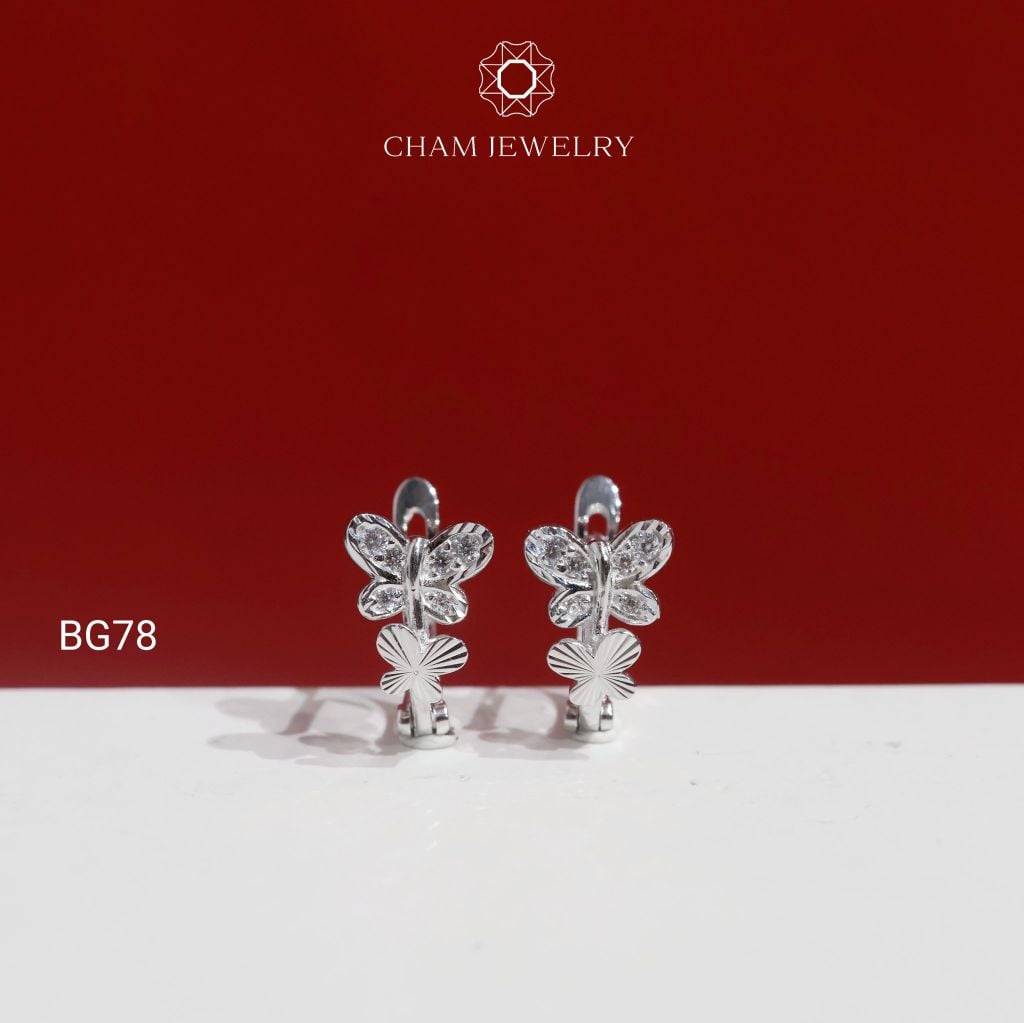 Hoa Tai BG78 CHAM JEWELRY, Hoa Tai Kiểu Bướm Đôi (Barcode TBG1129)