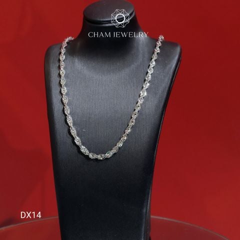 Dây Chuyền CHAM JEWELRY DX14, Dây Xoắn Lá Tam Giác Bầu Bản 3.0mm (Barcode TDBC857)
