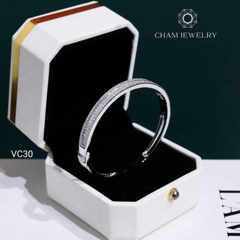 Vòng Tay VC30 CHAM JEWELRY, Vòng Tay Nửa Hàng Đá Full Moissanite C&C (OCV21).