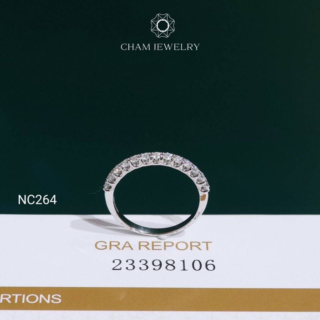 Nhẫn NC264 CHAM JEWELRY, Nhẫn Full Đá Moissanite 2.0mm (Barcode OCNN96)